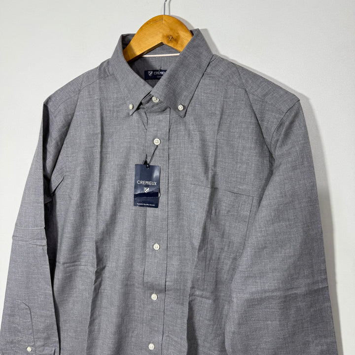 CREMIEUX BUTTON DOWN CASUAL COTTON SHIRT BRAND NEW GREY COLOUR WITH STRETCH