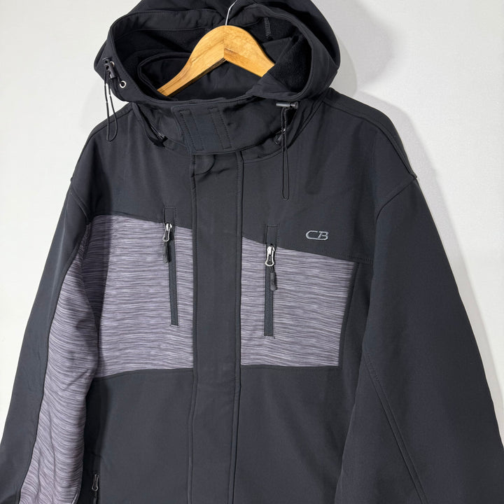 CB SOFT SHELL WINDBREAKER JACKET WITH DETACHABLE HOOD