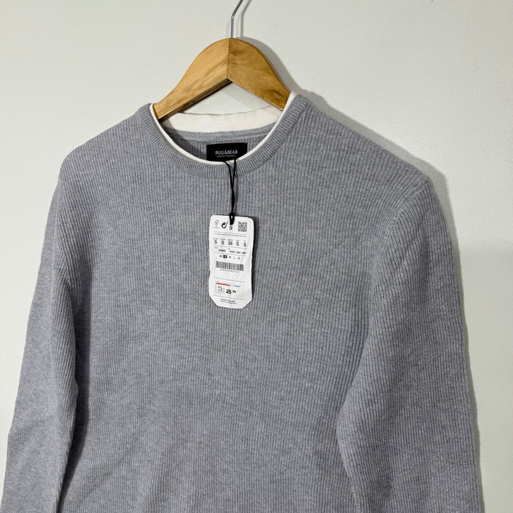 PULL & BEAR KNITED COTTON SWEATER BRAND NEW GREY COLOUR