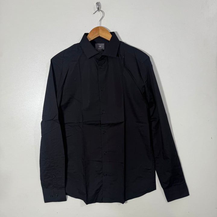 H&M SLIM FIT COTTON SHIRT BLACK COLOUR