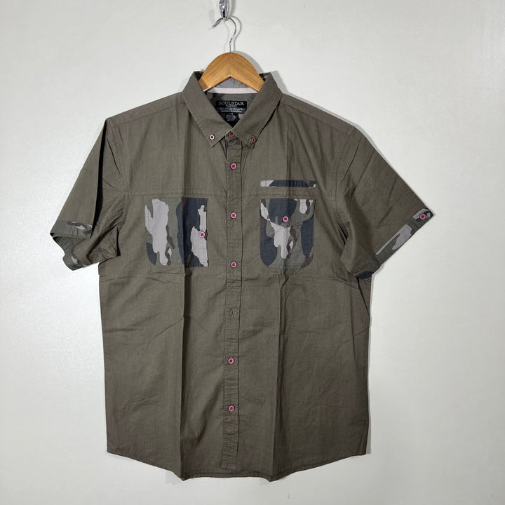 SOUL STAR BUTTON DOWN DOUBLE POCKETS HALF SLEEVES SHIRT