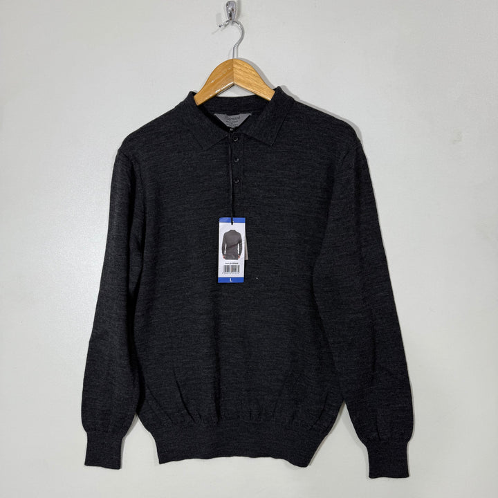 HAYWARD MERINO WOOL POLO COLLAR SWEATER BRAND NEW GREY COLOUR