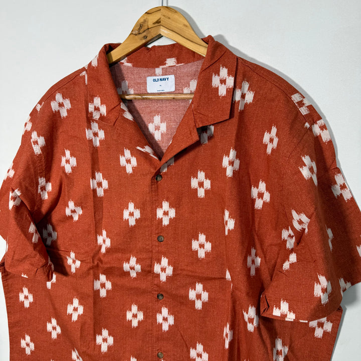 OLD NAVY CUBAN COLLAR HALF SLEEVES COTTON SHIRT