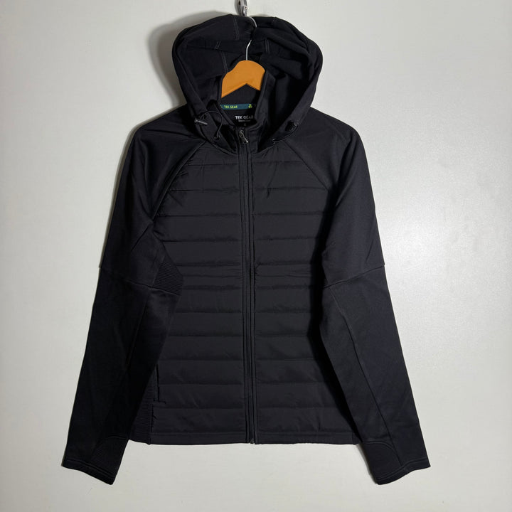 TEK GEAR SPORT PUFFER JACKET INNER FLEECE WITH HOOD BLACK COLOUR