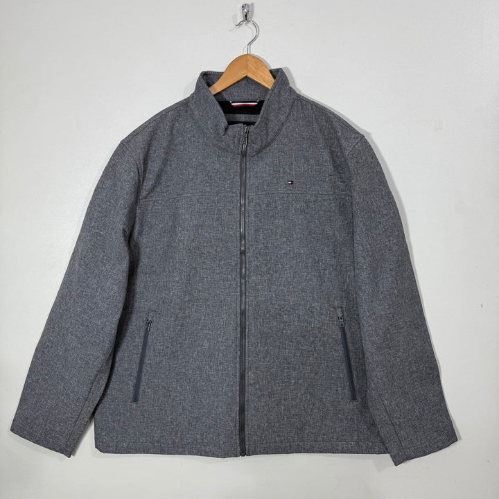TOMMY HILFIGER SOFT SHELL WINDBREAKER JACKET INNER FLEECE GREY COLOUR