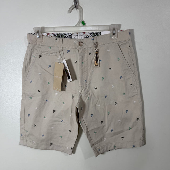 DENIM & FLOWER PRINTED COTTON SHORT BRAND NEW