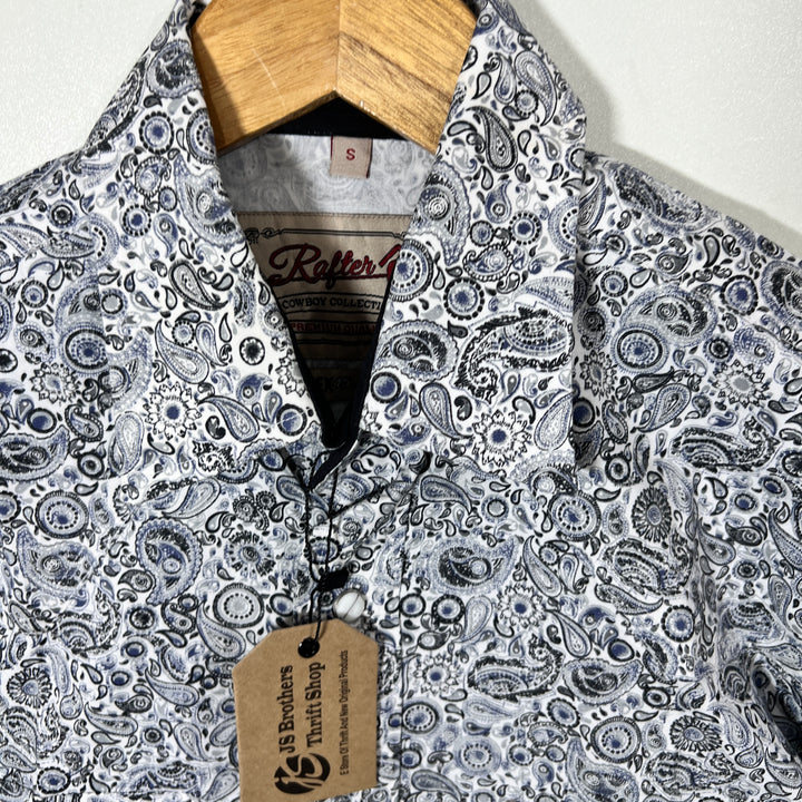 RAFTER C DOUBLE POCKETS PRINTED CASUAL COTTON SHIRT WITH STRETCH