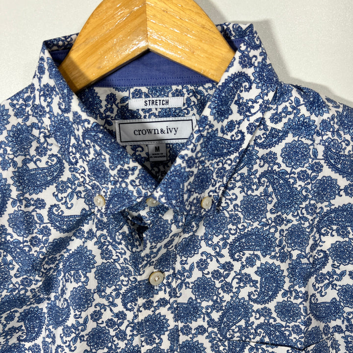 CROWN IVY BUTTON DOWN CASUAL COTTON SHIRT WITH STRETCH
