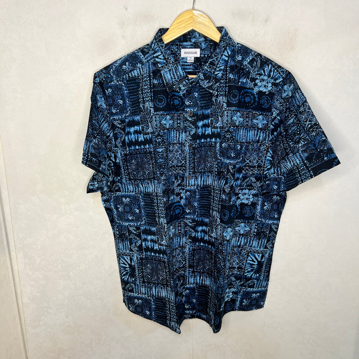 HAGGAR HALF SLEEVES PRINTED COTTON SHIRT