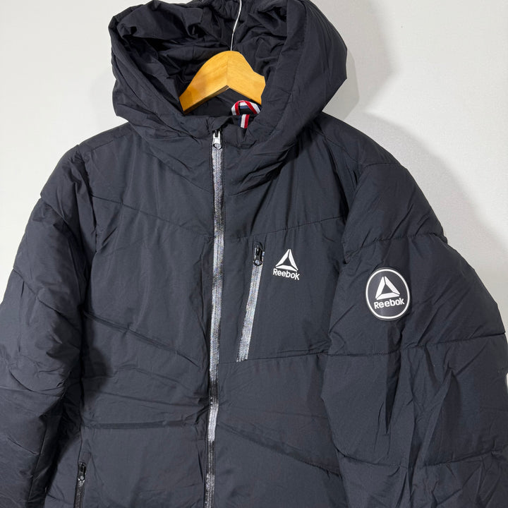 REEBOK PUFFER JACKET BLACK COLOUR WITH HOOD