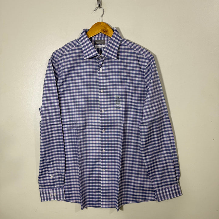 MICHAEL KORS REGULAR FIT CHECKERED FORMAL SHIRT AIRSOFT STRETCH
