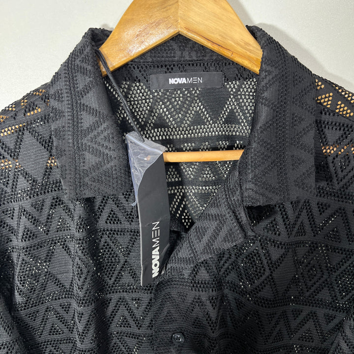FASHION NOVA MEN SAFARI COLLAR KNITWEAR SHIRT BRAND NEW