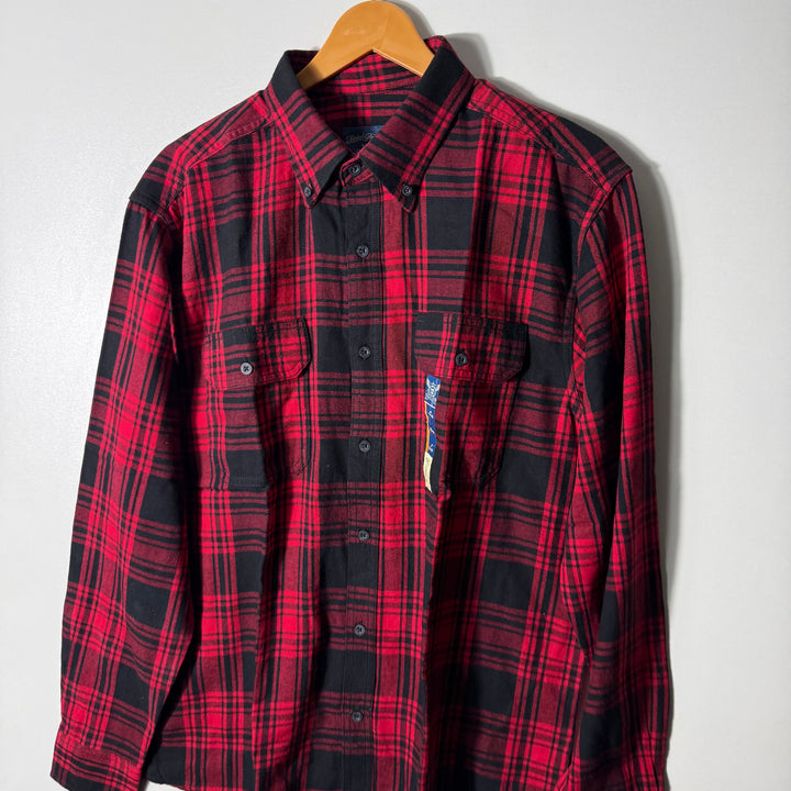 FADED GLORY BUTTON DOWN DOUBLE POCKETS FLANNEL COTTON CHECKERED SHIRT BRAND NEW