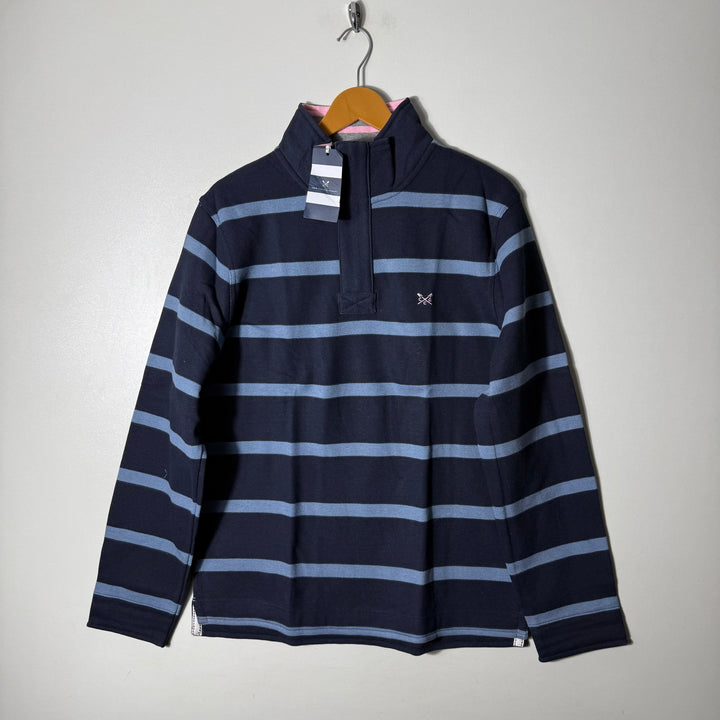 CREW CLOTHING COMPANY HALF ZIP PIQUE SWEAT STRIPS BRAND NEW