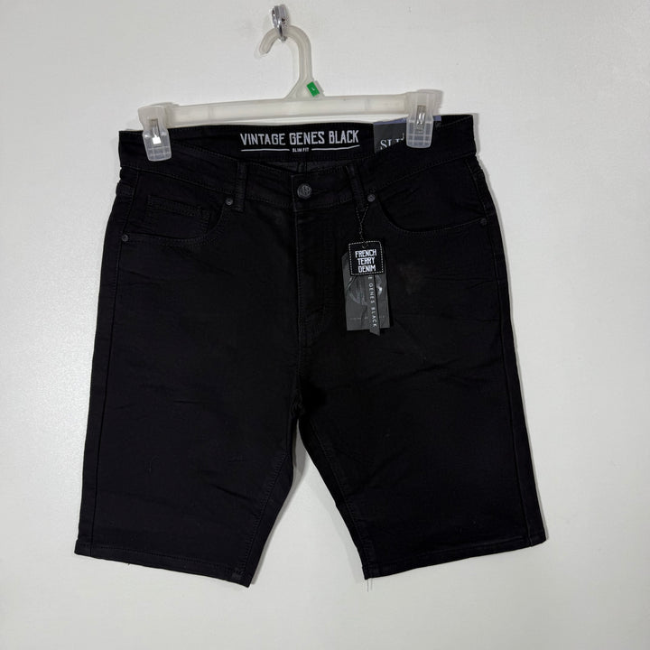 VINTAGE GENES BLACK SLIM FIT DENIM SHORT BRAND NEW WITH STRETCH