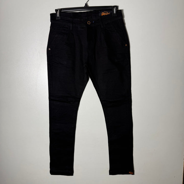 SUPERDRY SLIM FIT COTTON CHINO PANT WITH STRETCH BLACK COLOUR