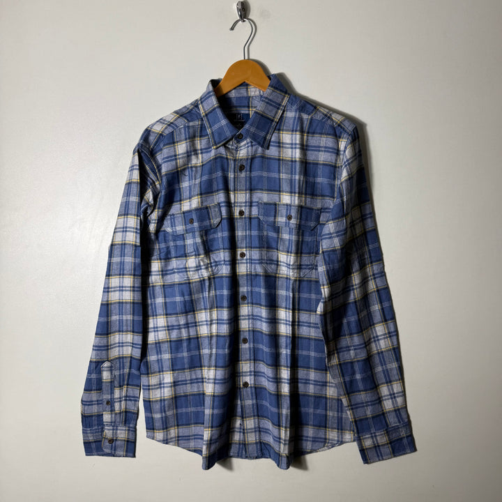 GEORGE BUTTON DOWN DOUBLE POCKETS FLANNEL COTTON CHECKERED SHIRT