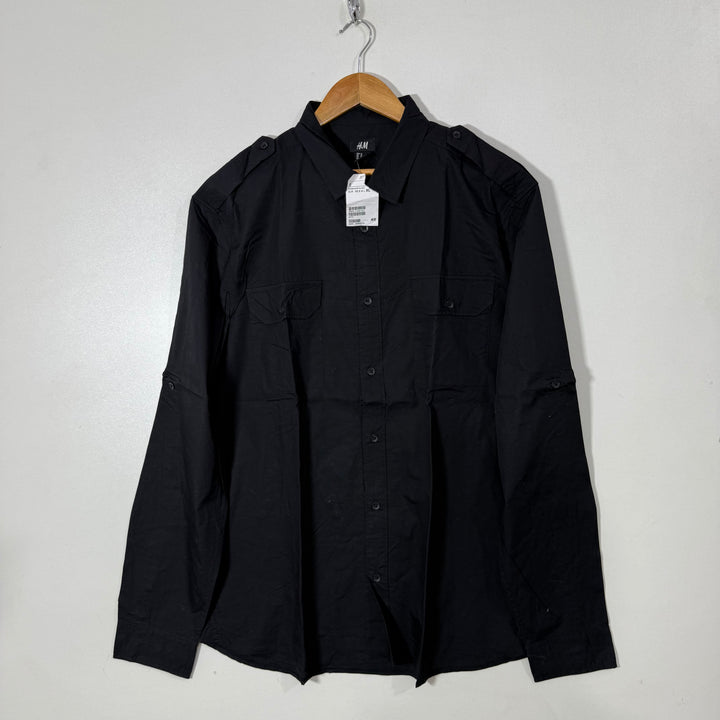 H&M DOUBLE POCKETS CASUAL COTTON SHIRT BRAND NEW BLACK COLOUR