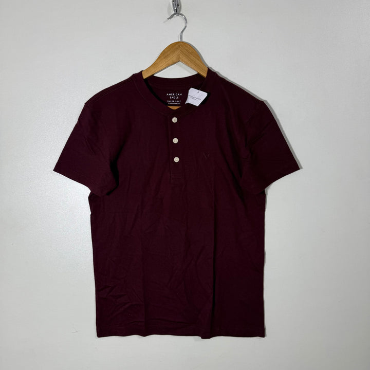 AMERICAN EAGLE HENLEY COLLAR COTTON TSHIRT