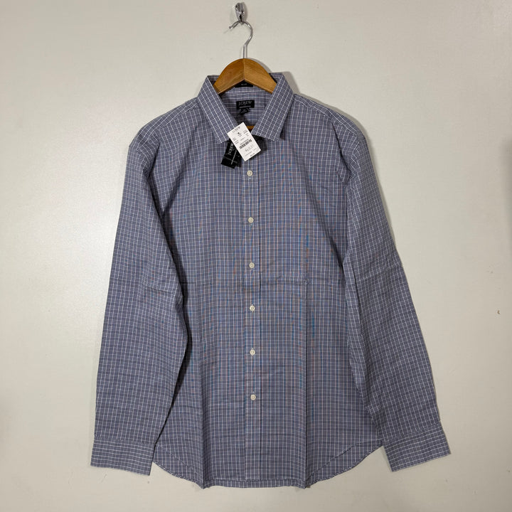 J CREW SLIM FIT COTTON CHECKERED FORMAL SHIRT BRAND NEW WITH STRETCH