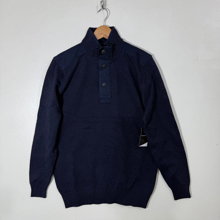 TAROCASH THREE BUTTON KNITWEAR COTTON SWEATER BRAND NEW BLUE COLOUR