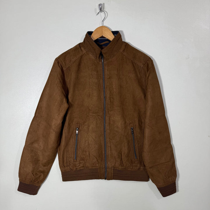 ZARA BEN COLLAR SUEDE BOMBER JACKET