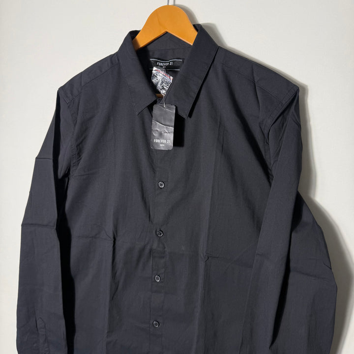FOREVER 21 PERFORMANCE COTTON SHIRT BRAND NEW BLACK COLOUR WITH STRETCH
