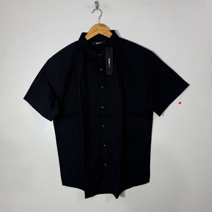 FASHION NOVA MEN HALF SLEEVES COTTON SHIRT BRAND NEW BLACK COLOUR