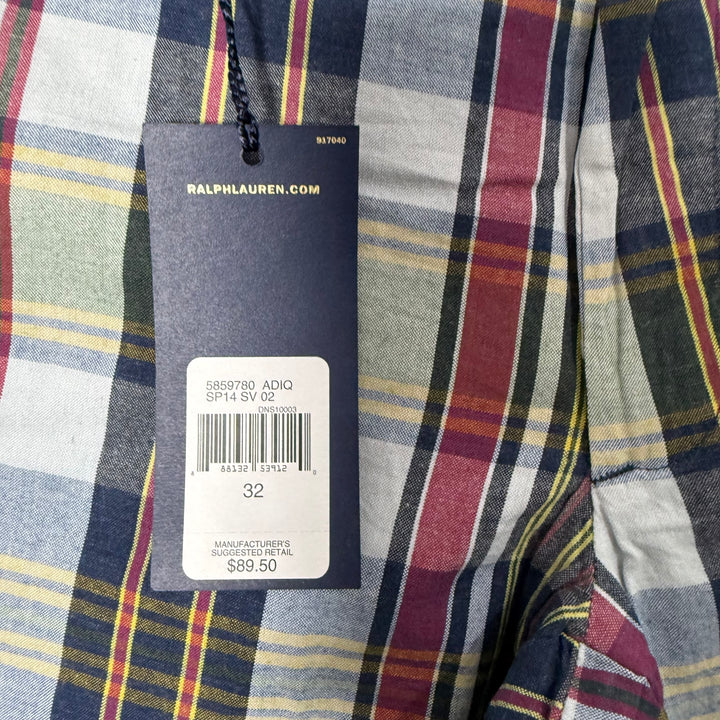 RALPH LAUREN POLO SLIM FIT CHECKERED COTTON SHORT BRAND NEW