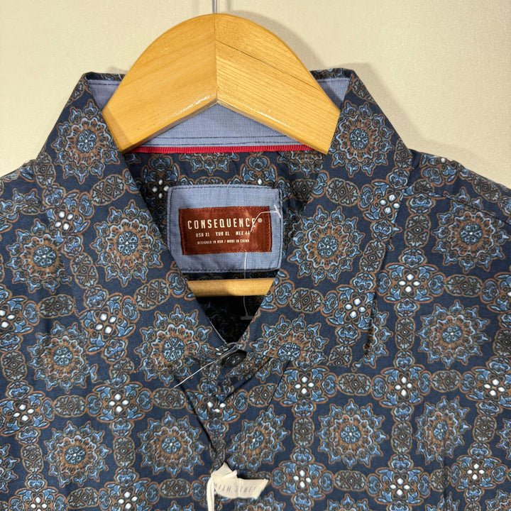 CONSEQUENCES PRINTED CASUAL COTTON SHIRT BRAND NEW