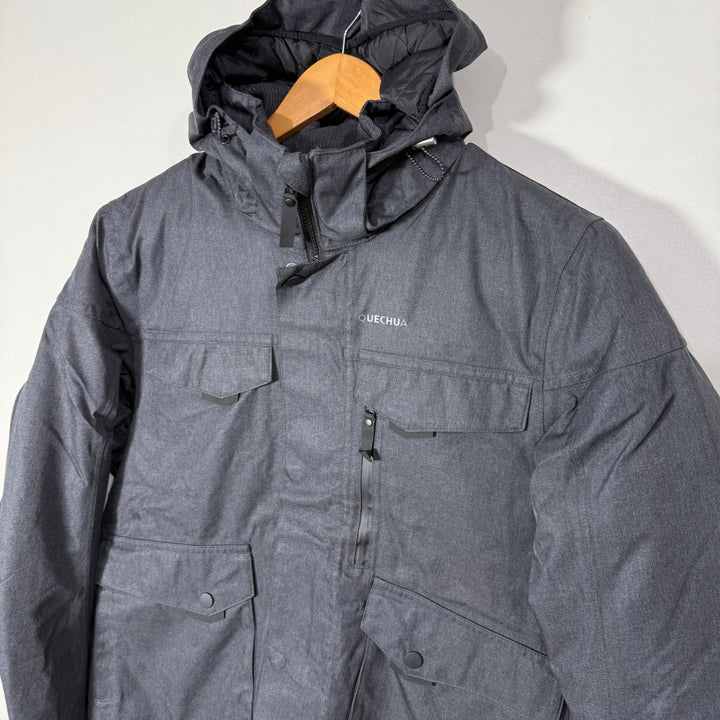 DECATHLON PUFFER JACKET WITH DETACHABLE HOOD GREY COLOUR