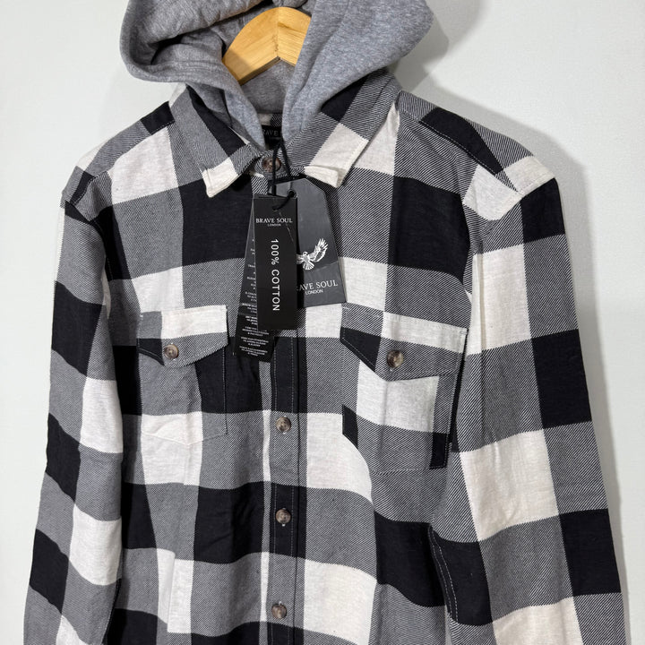 BRAVE SOUL LONDON FLANNEL COTTON SHIRT BRAND NEW WITH HOOD