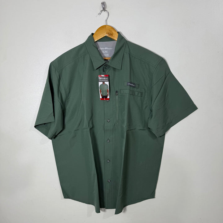 EDDIE BAUER HALF SLEEVES TECH WOVEN SHIRT BRAND NEW GREEN COLOUR