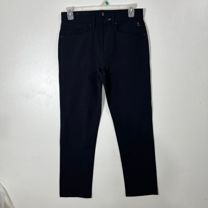 GINGHAM STRAIGHT FIT PERFORMANCE PANT WITH STRETCH BLACK COLOUR