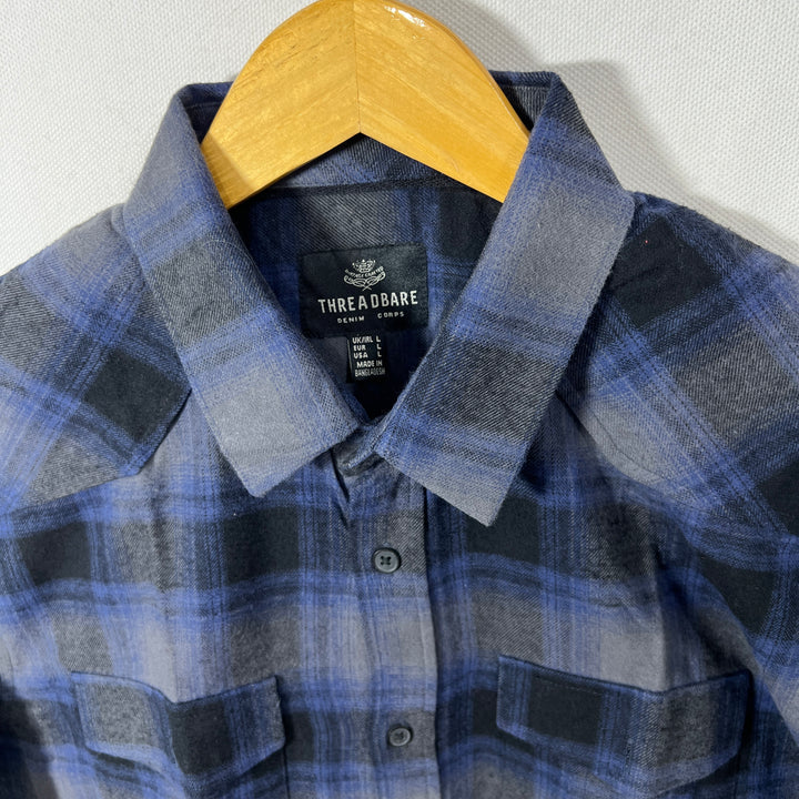 THREAD BRAE DOUBLE POCKETS FLANNEL SHIRT