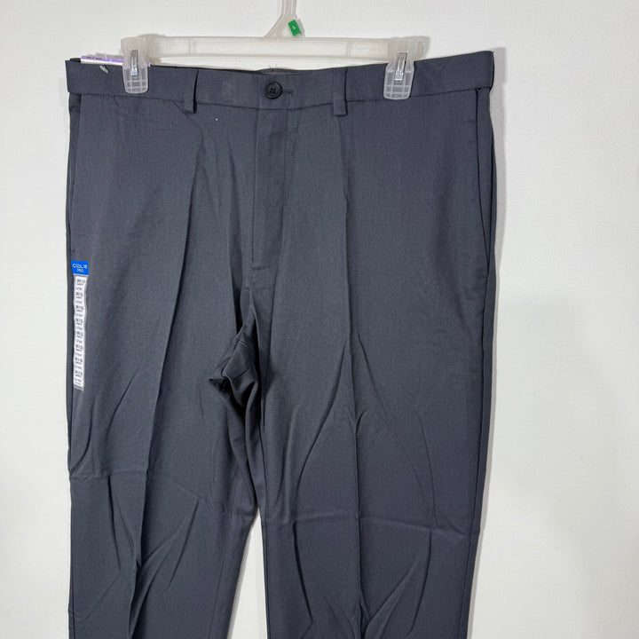 HAGGAR COOL 18 PRO STRAIGHT FIT NO IRON MACHINE WASHABLE HIDDEN EXPANDABLE WAISTBAND DRESS PANT BRAND NEW WITH STRETCH GREY COLOUR