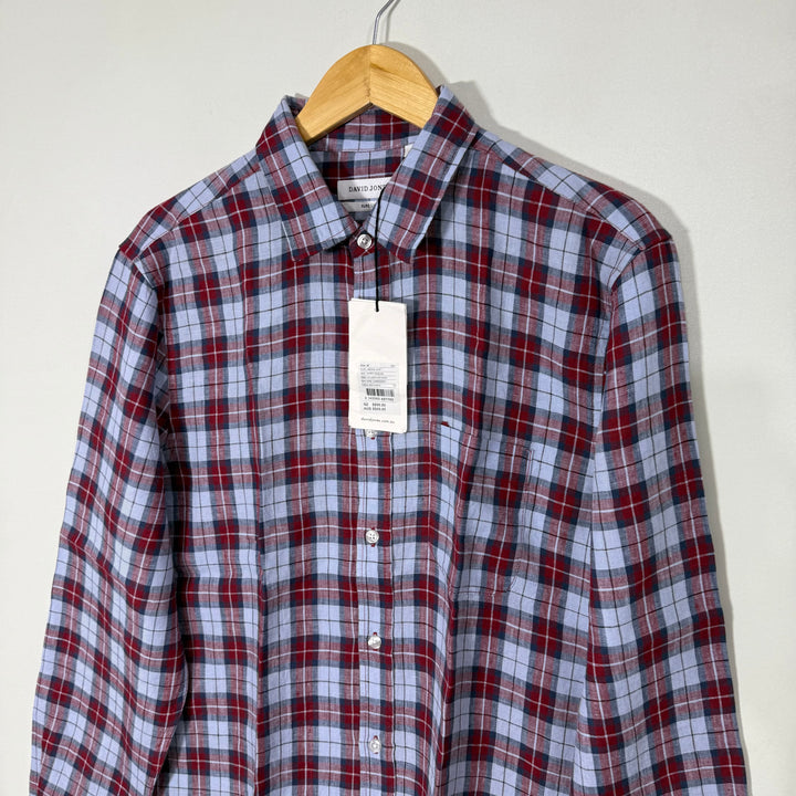 DAVID JONES LINEN CHECKERED SHIRT BRAND NEW