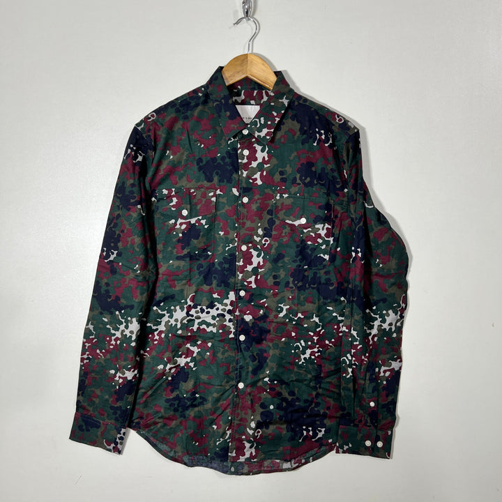SAMSOE SAMSOE CAMOUFLAGE DOUBLE POCKETS CASUAL COTTON SHIRT