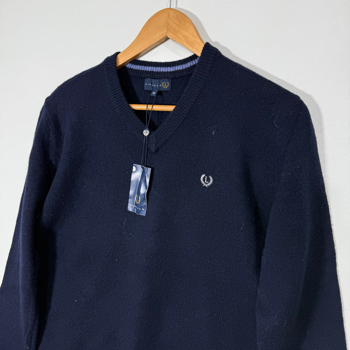 LINCOLN LAMBSWOOL V NECK SWEATER BRAND NEW BLUE COLOUR