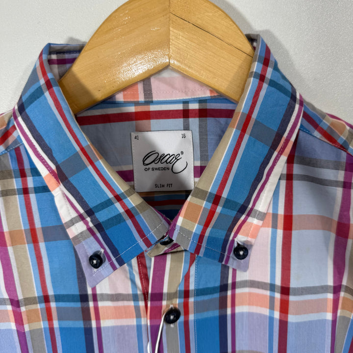 OSCAR OF SWEDEN SLIM FIT BUTTON DOWN CASUAL COTTON SHIRT BRAND NEW