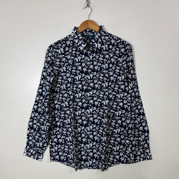 PERRY ELLIS SLIM FIT PRINTED CASUAL COTTON SHIRT