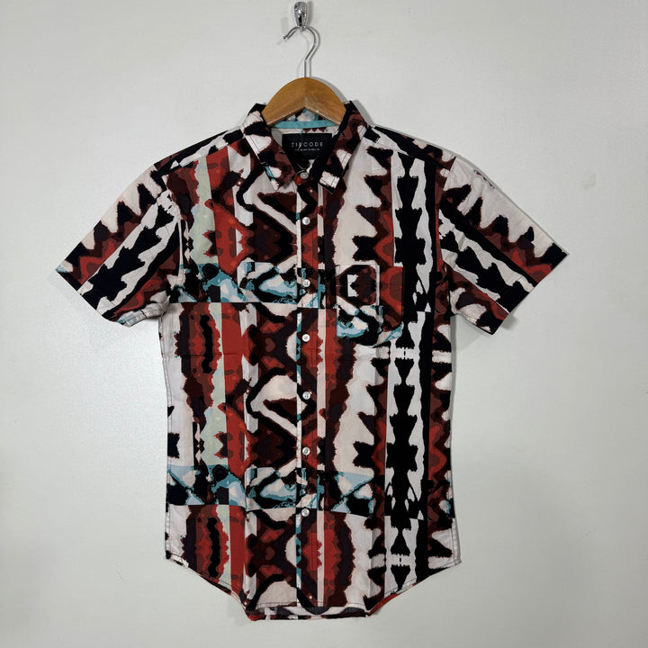 ZIP CODE HALF SLEEVES COTTON SHIRT