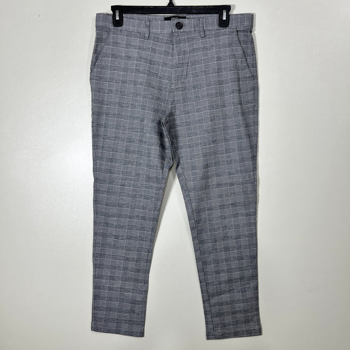 NEXT TAPERED SLIM FIT CHECKERED DRESS PANT WITH STRETCH