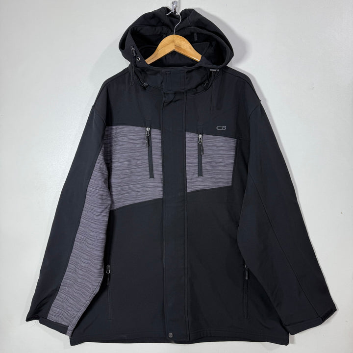 CB SOFT SHELL WINDBREAKER JACKET WITH DETACHABLE HOOD