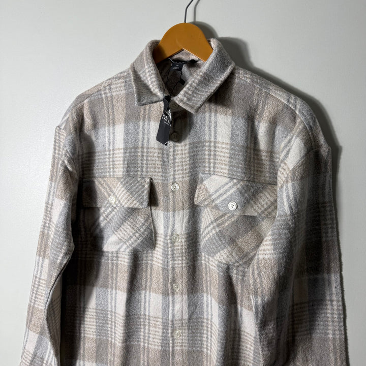 BOOHOOMAN FLANNEL COTTON ACRYLIC POLYESTER BOXY BRUSHED CHECKERED OVERSHIRT BRAND NEW
