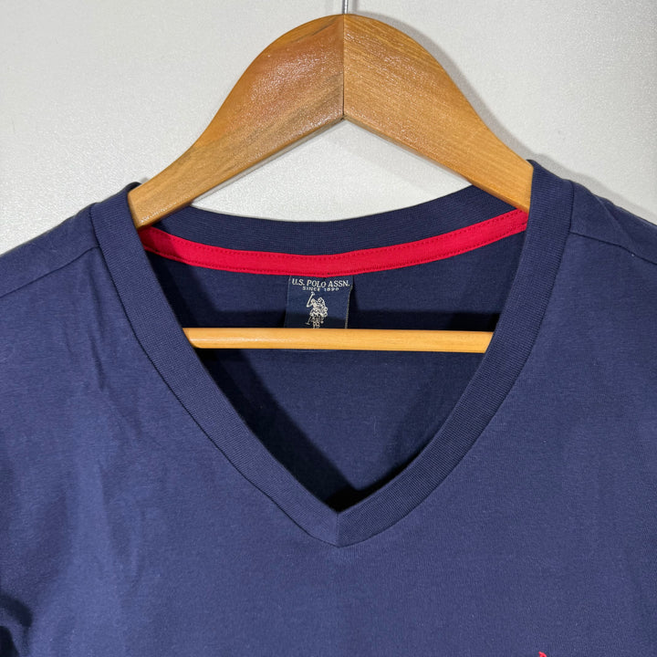 US POLO ASSN V NECK COTTON TSHIRT BRAND NEW BLUE COLOUR