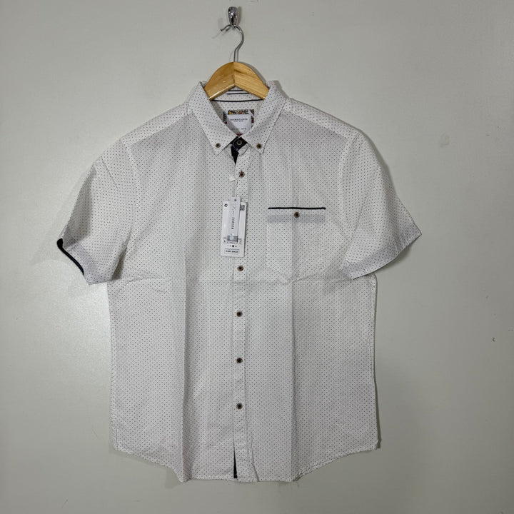 DENIM & FLOWER BUTTON DOWN HALF SLEEVES SHIRT BRAND NEW