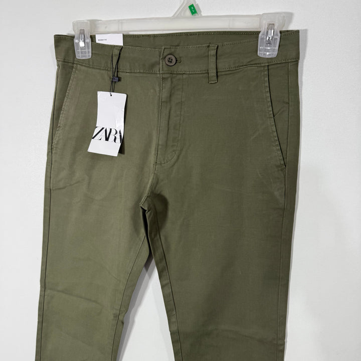 ZARA SKINNY FIT COTTON CHINO PANT BRAND NEW WITH STRETCH GREEN COLOUR