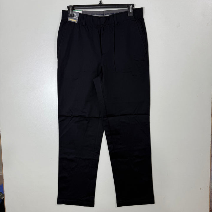 HAGGAR FULL ELASTIC WAISTBAND CLASSIC FIT CASUAL COTTON PANT BRAND NEW WITH STRETCH BLACK COLOUR