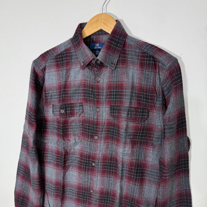 GEORGE BUTTON DOWN FLANNEL COTTON CHECKERED SHIRT